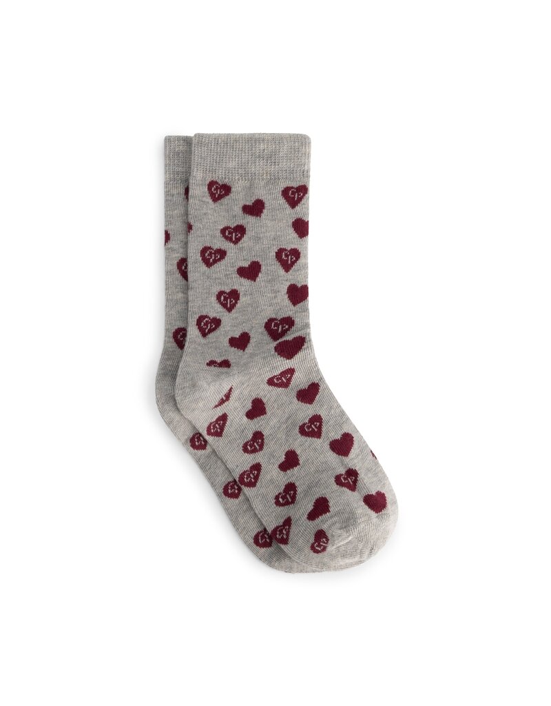 Charlie Petite Seven Socks Grey Melange with Bordeaux