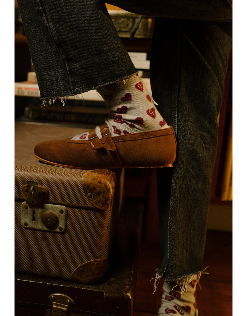 Charlie Petite Seven Socks Grey Melange with Bordeaux