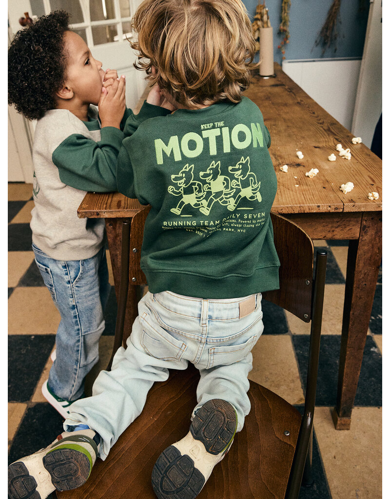 Daily Seven Oversized Sweater Backprint Jungle Green