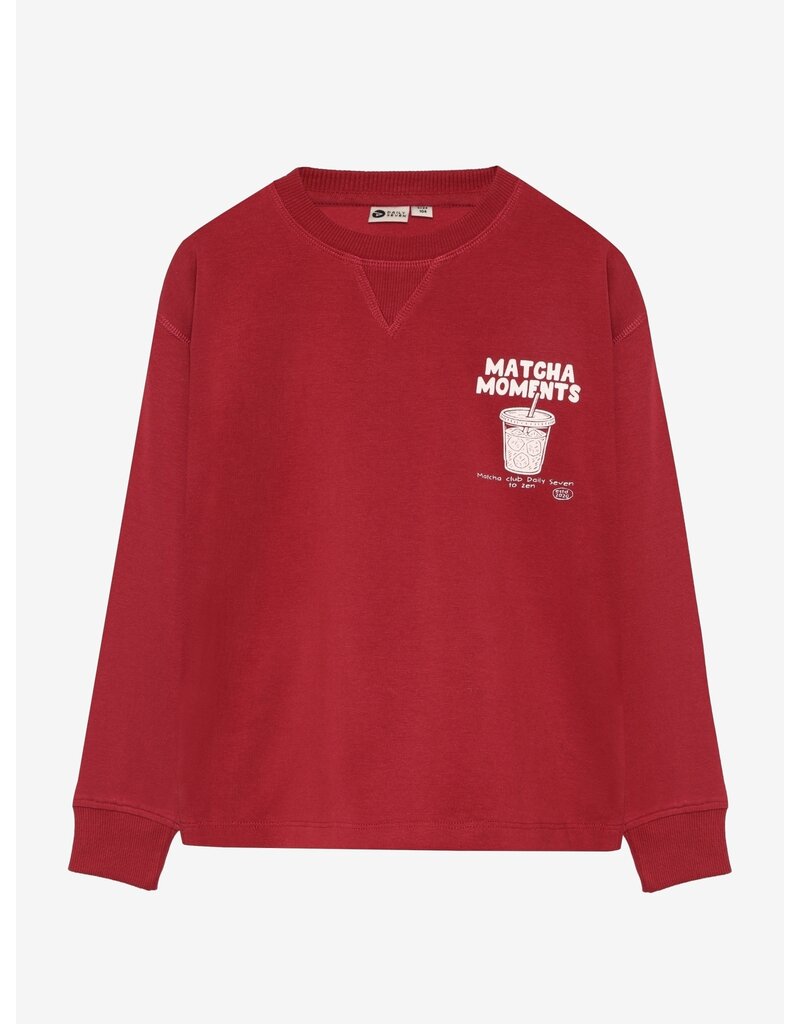 Daily Seven T-shirt Longsleeve Chest print Rythmic Red 