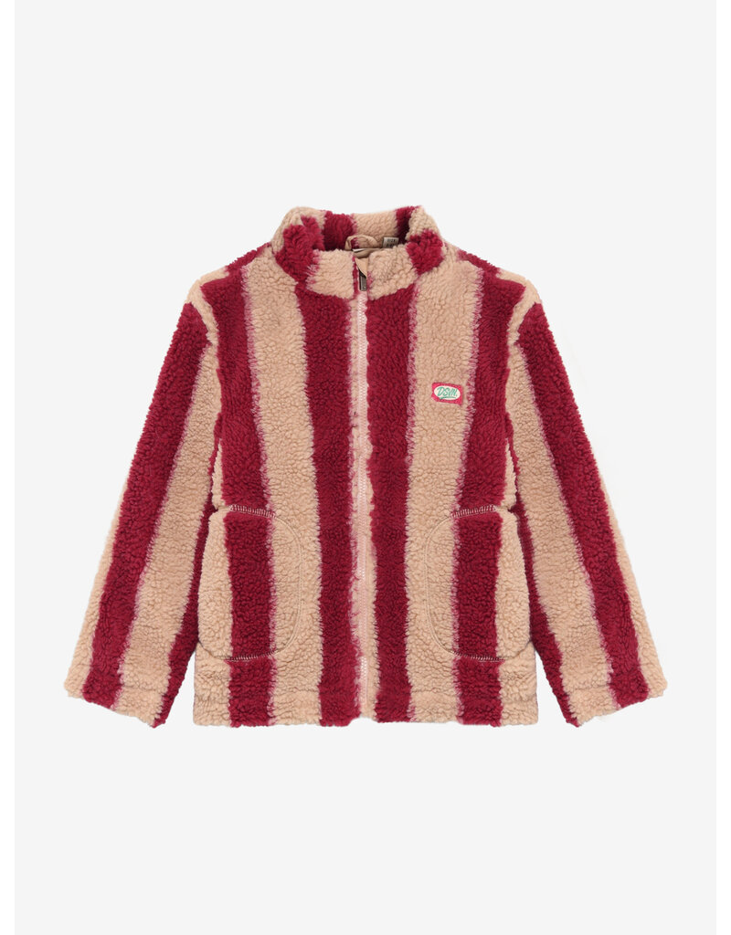 Daily Seven Teddy Jacket Striped Rythmic Red 