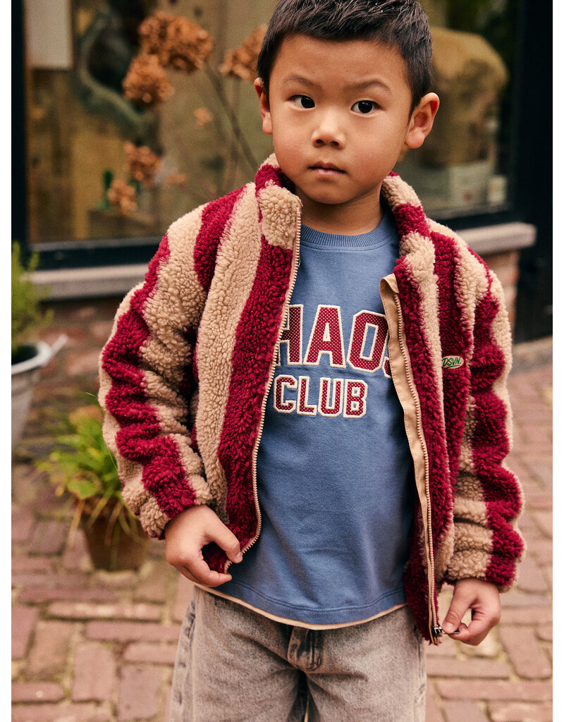 Daily Seven Teddy Jacket Striped Rythmic Red 