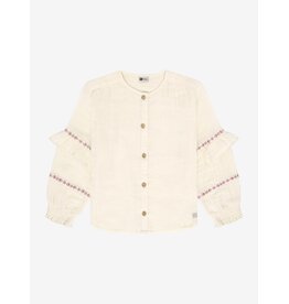 Daily Seven Shirt Longsleeve Ruffle Mother of Pearl