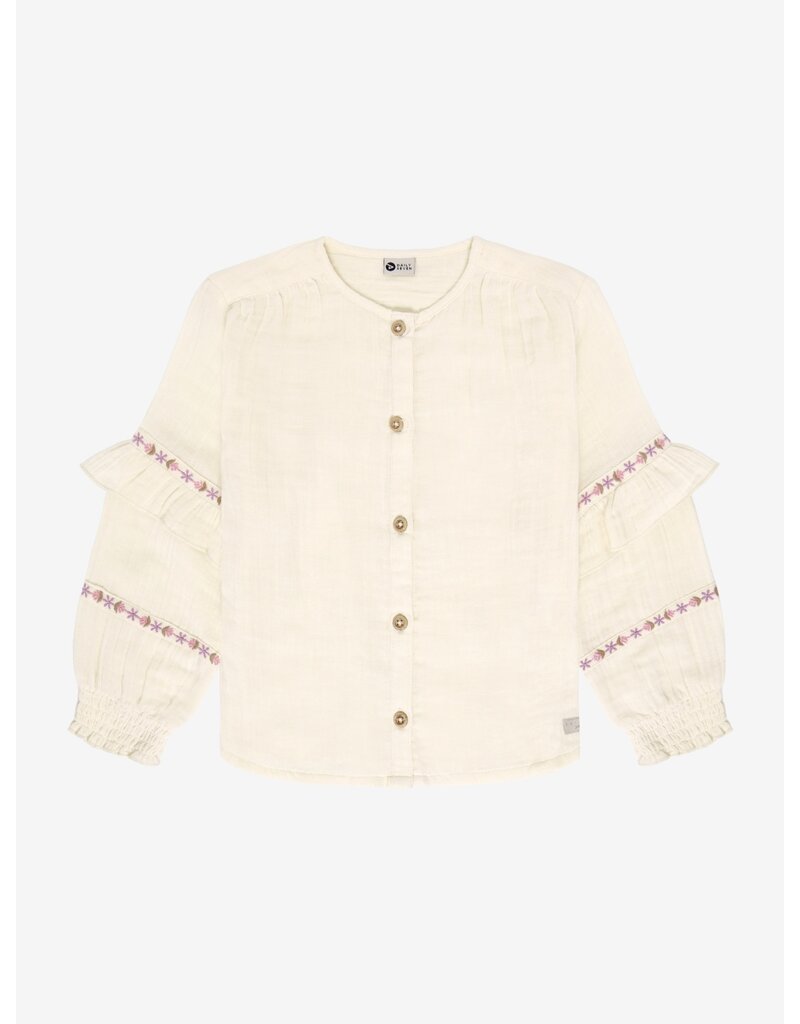 Daily Seven Shirt Longsleeve Ruffle Mother of Pearl