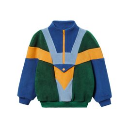 Goldie + Ace Half Zip Blue Colour Block Polar Fleece