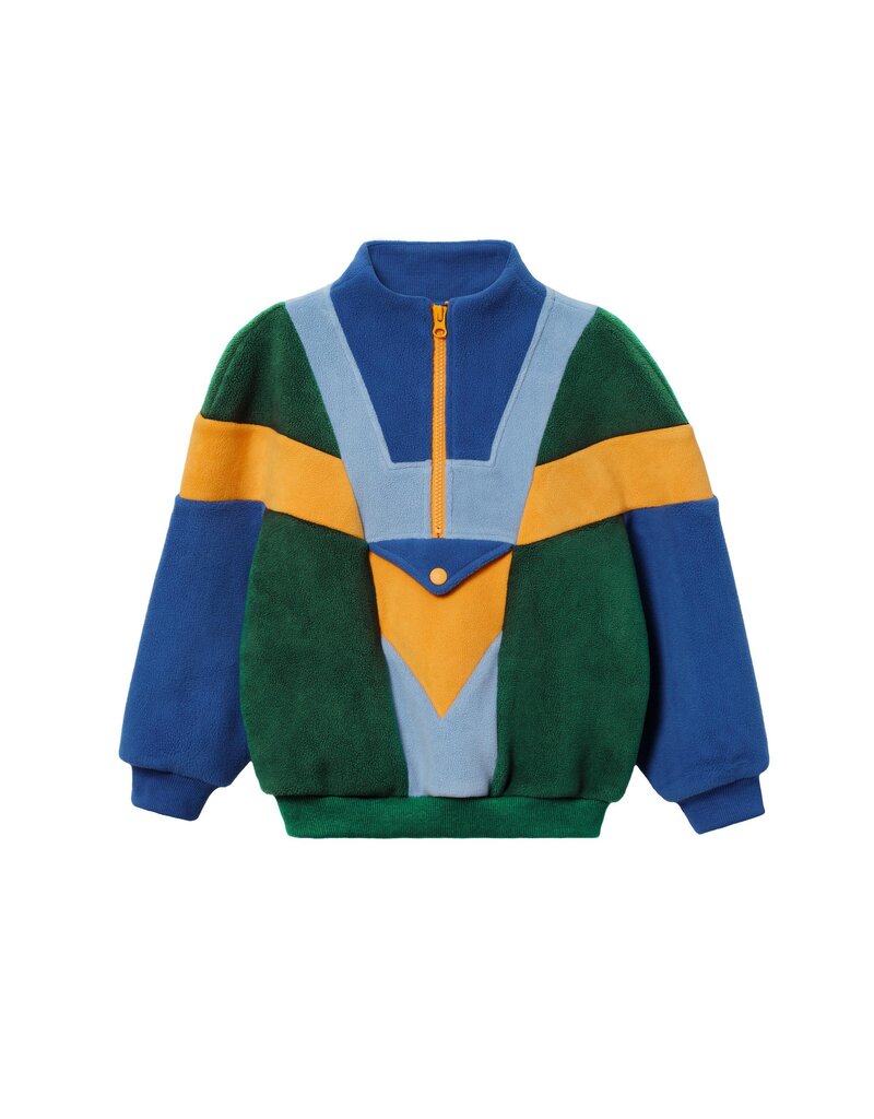 Goldie + Ace Half Zip Blue Colour Block Polar Fleece