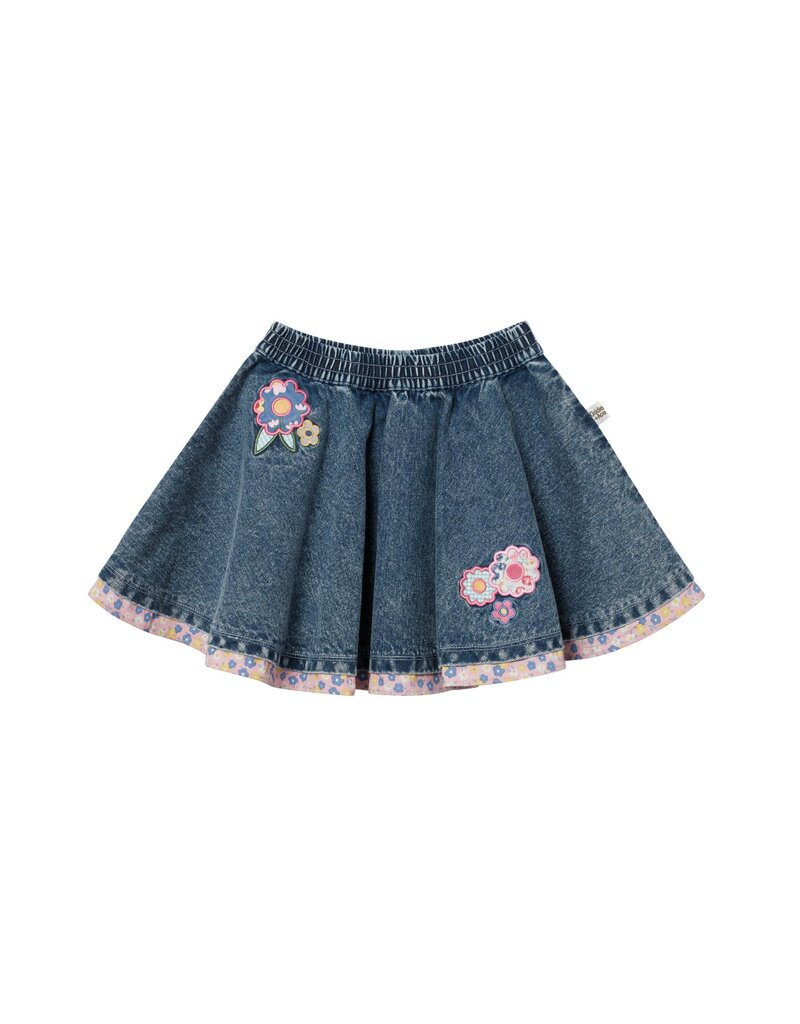 Goldie + Ace Flower Patch Embroidered Skirt