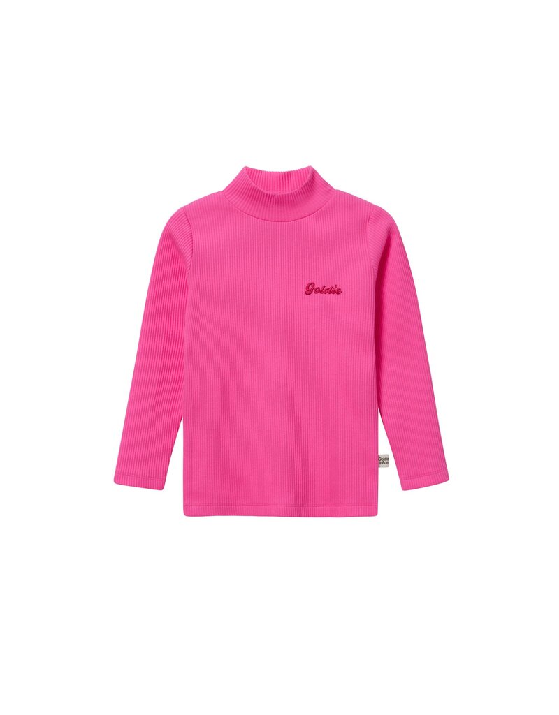 Goldie + Ace High Neck Pink Rib Skivvy