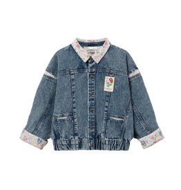 Goldie + Ace Mini Peony Print Batwing Denim Jacket