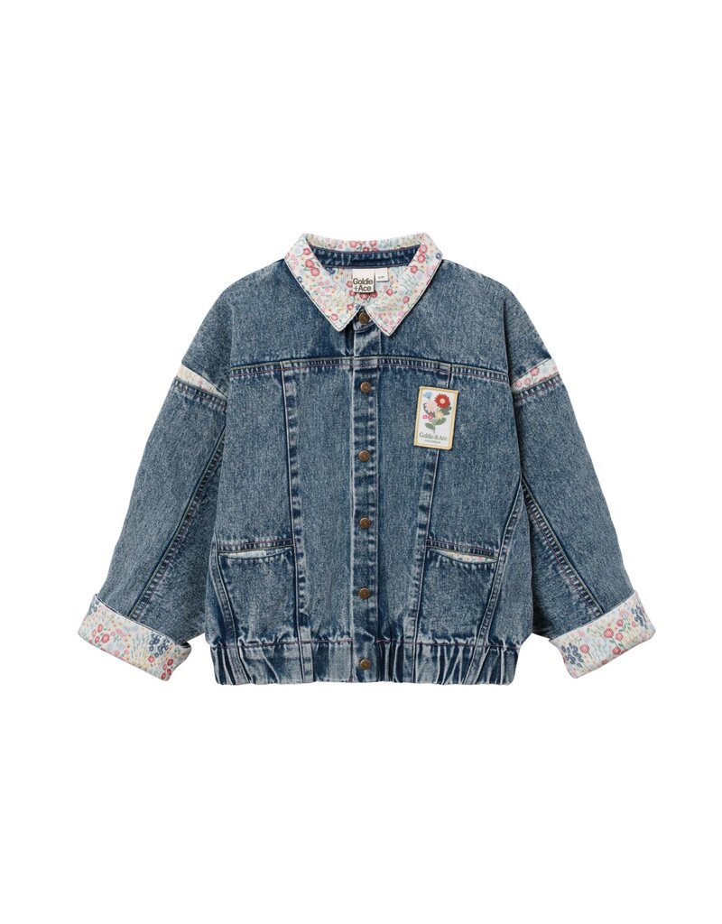 Goldie + Ace Mini Peony Print Batwing Denim Jacket