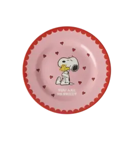 Rice Melamine Side Plate Pink with Pink Snoopy Print