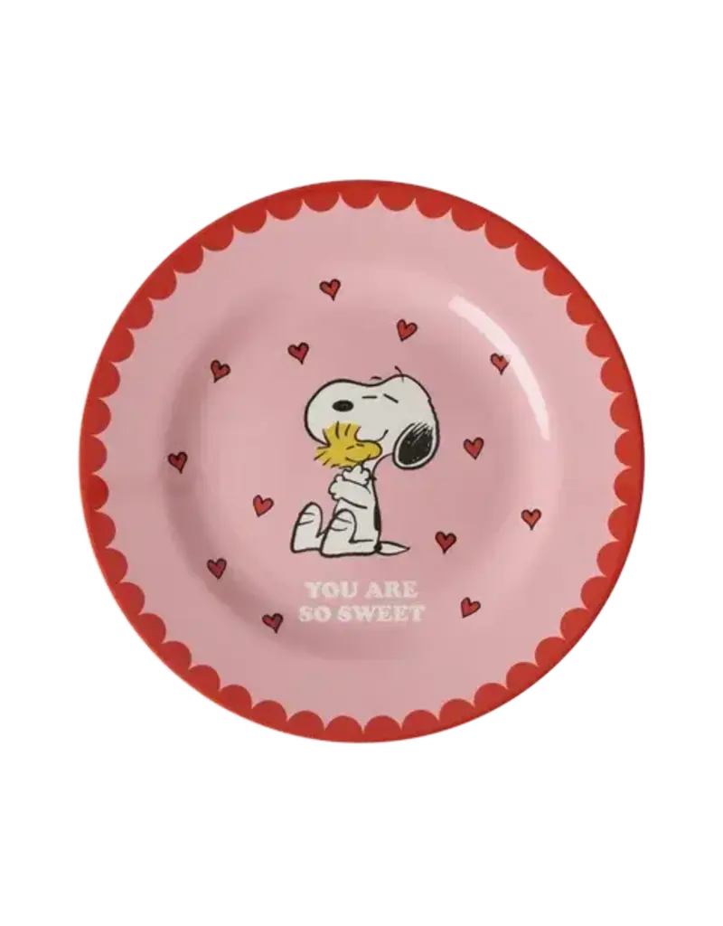 Rice Melamine Side Plate Pink with Pink Snoopy Print