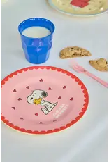 Rice Melamine Side Plate Pink with Pink Snoopy Print