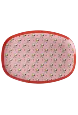 Rice Melamine Rectangular Pink Plate with Pink Snoopy Print