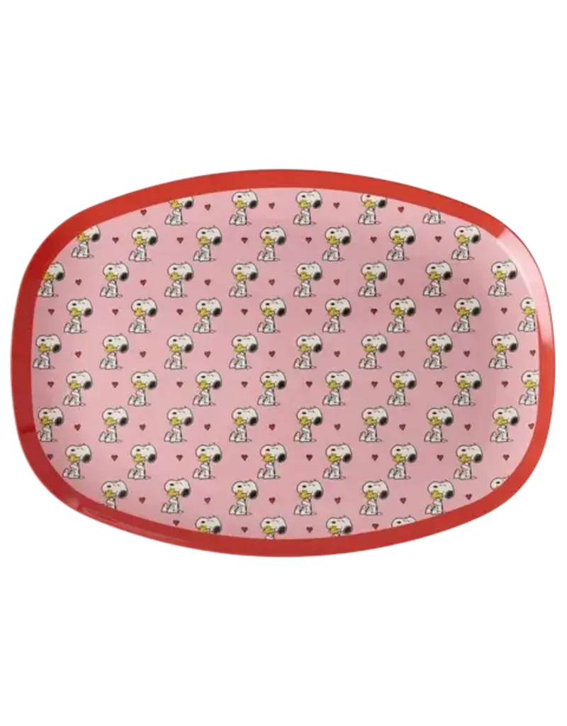 Rice Melamine Rectangular Pink Plate with Pink Snoopy Print