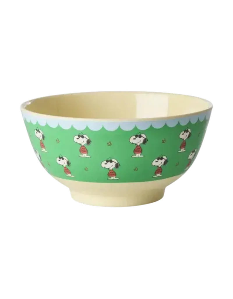Rice Melamine Bowl Green with Green Snoopy Print