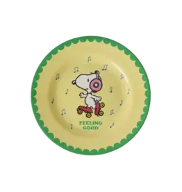 Rice Melamine Side Plate with Yellow Snoopy Print