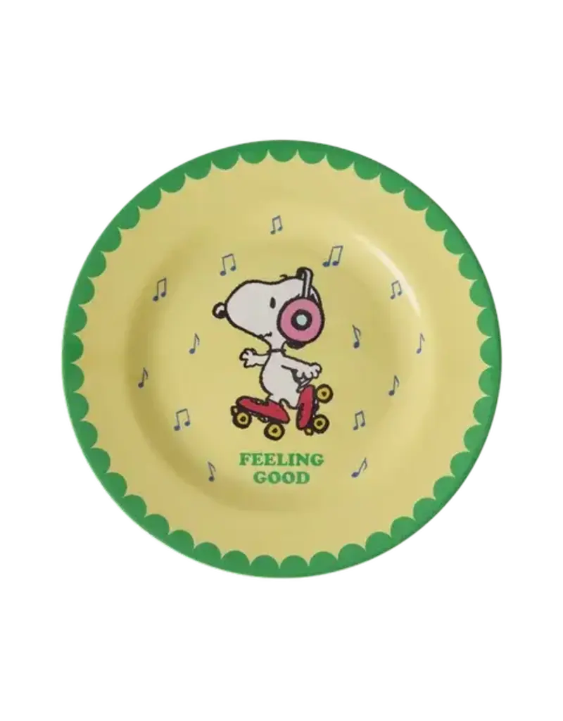 Rice Melamine Side Plate with Yellow Snoopy Print