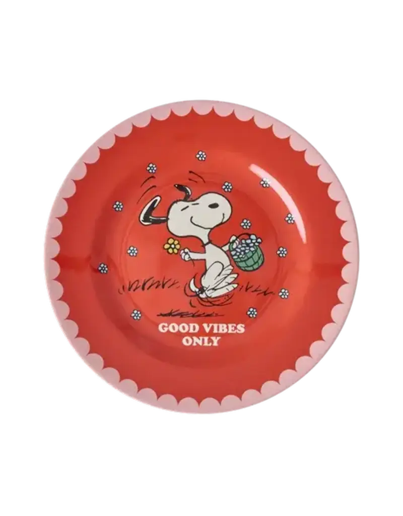 Rice Melamine Side Plate with Red Snoopy Print