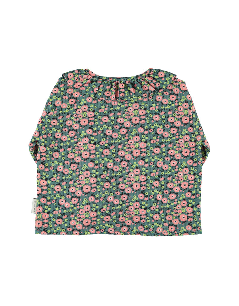 piupiuchick Blouse Round Collar Green Multicolor Flowers