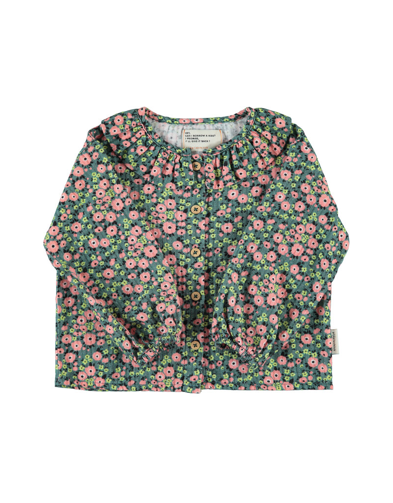 piupiuchick Blouse Round Collar Green Multicolor Flowers