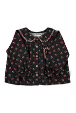 piupiuchick Peter Pan Collar Blouse Black Flowers