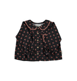 piupiuchick Peter Pan Collar Blouse Black Flowers
