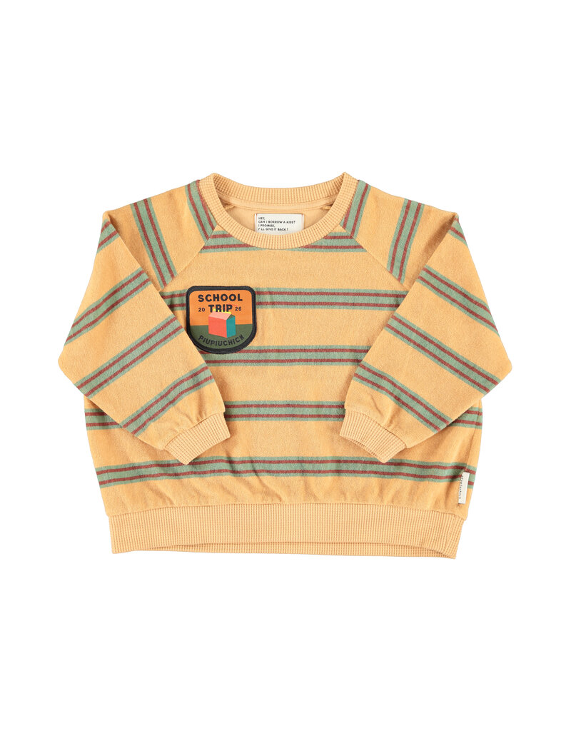 piupiuchick Terry Cotton Sweatshirt Sand Double Stripes