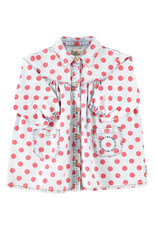 piupiuchick Short Dress Light Blue Denim Red Dots