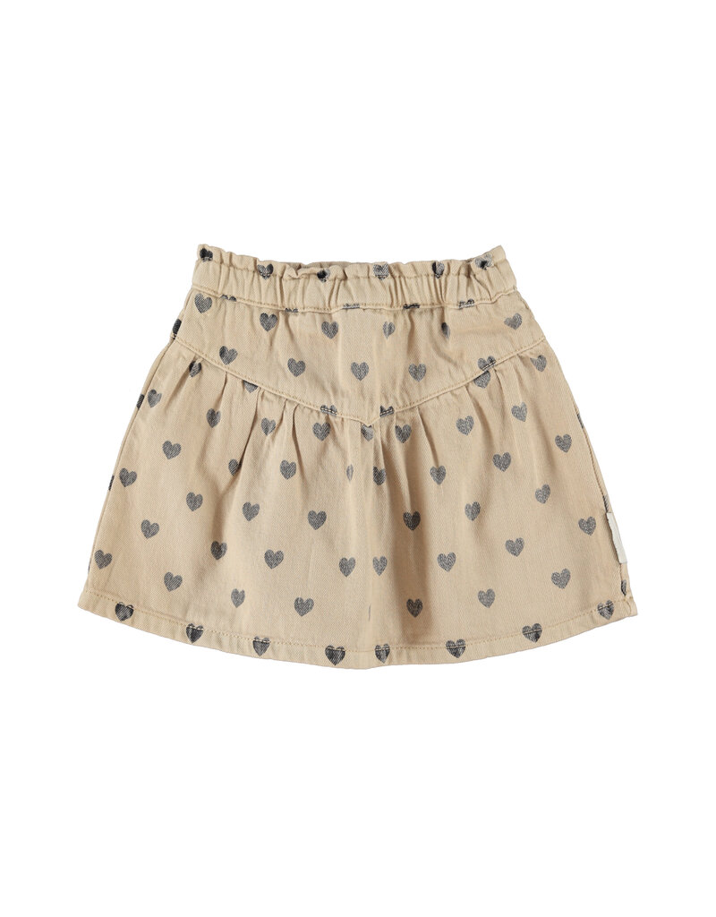 piupiuchick Short Skirt Beige Black Hearts