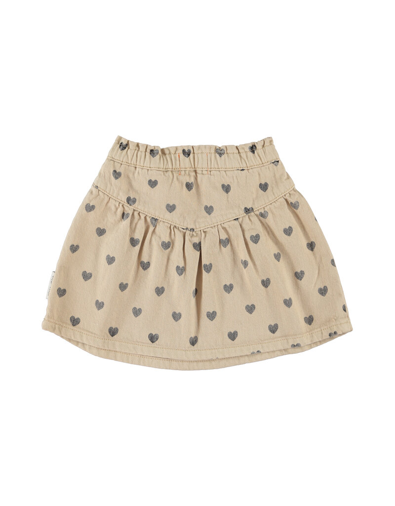 piupiuchick Short Skirt Beige Black Hearts