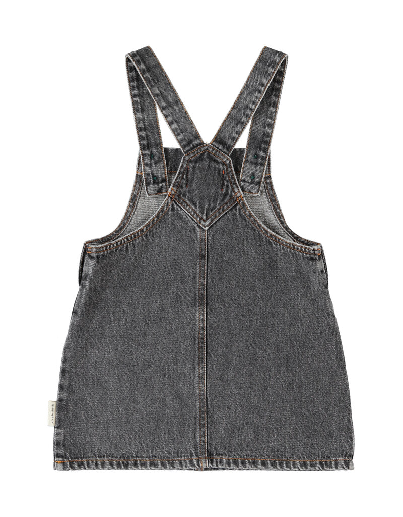 piupiuchick Short Dress Washed Black Denim Apple Print