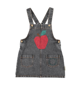 piupiuchick Short Dress Washed Black Denim Apple Print
