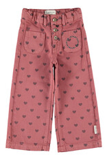 piupiuchick Flare Trousers Pink Black Hearts