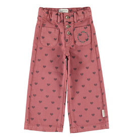 piupiuchick Flare Trousers Pink Black Hearts