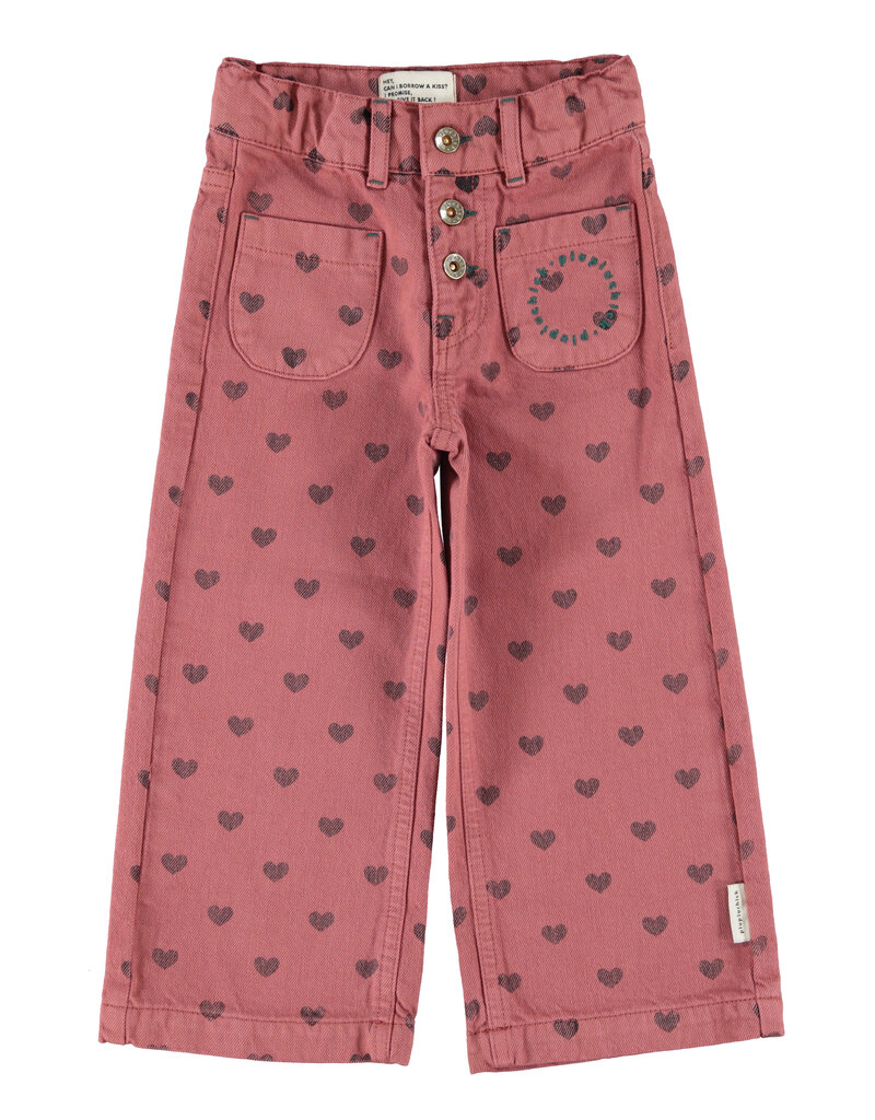 piupiuchick Flare Trousers Pink Black Hearts