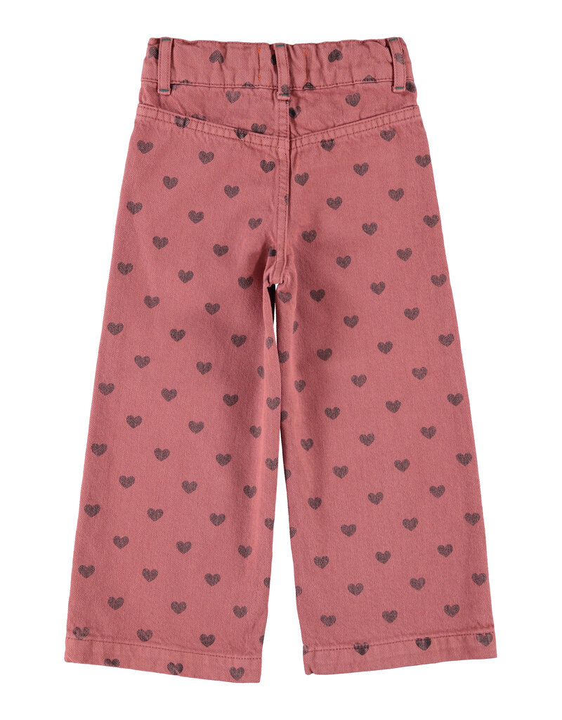 piupiuchick Flare Trousers Pink Black Hearts