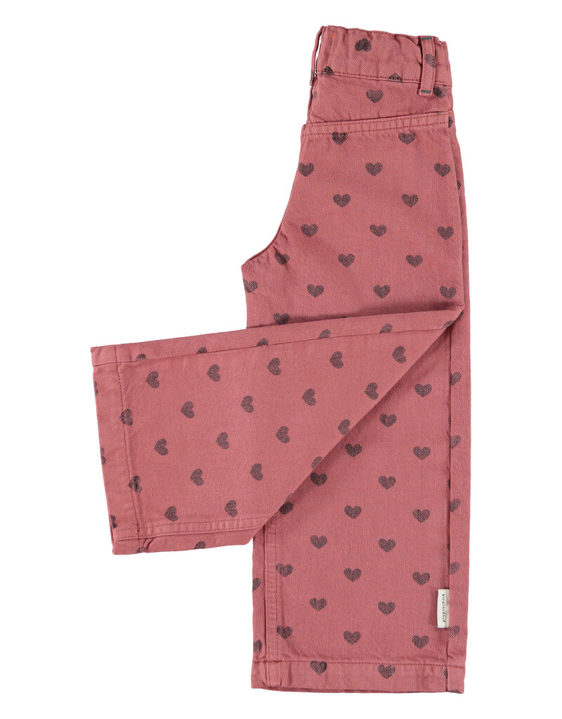 piupiuchick Flare Trousers Pink Black Hearts