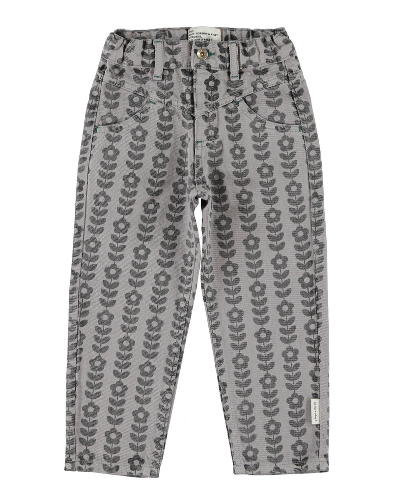 piupiuchick Mom Fit Trousers Grey Black Flowers
