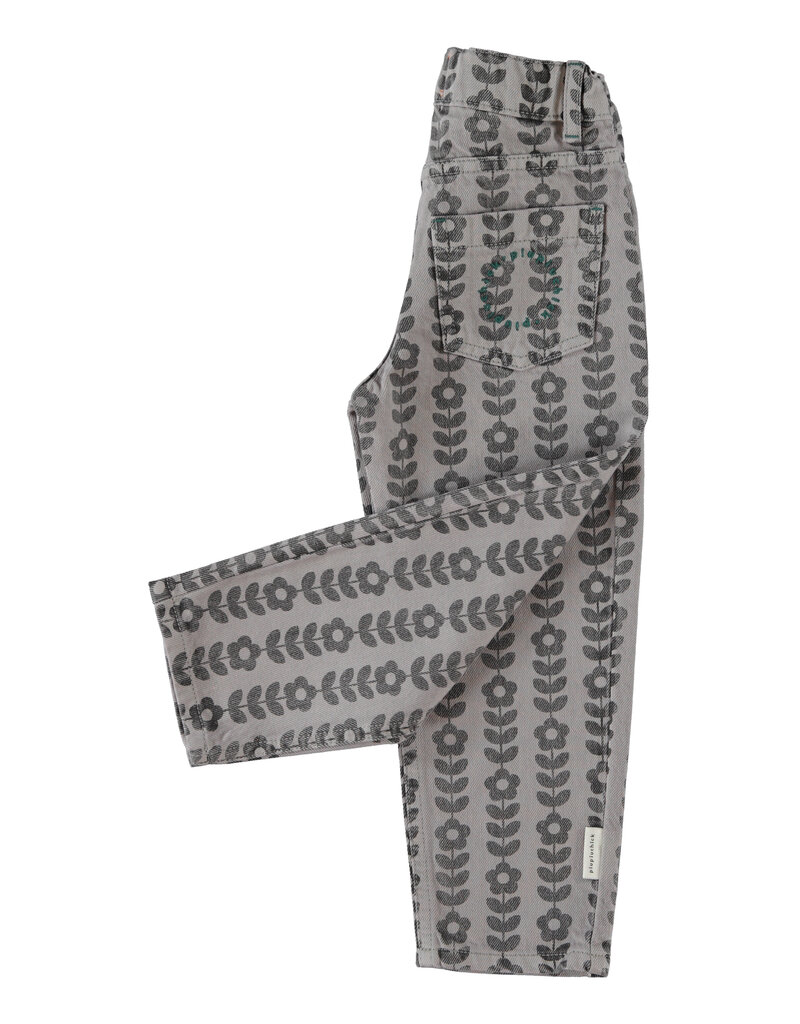piupiuchick Mom Fit Trousers Grey Black Flowers