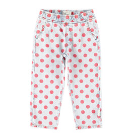 piupiuchick Trousers Light Blue Denim Red Dots