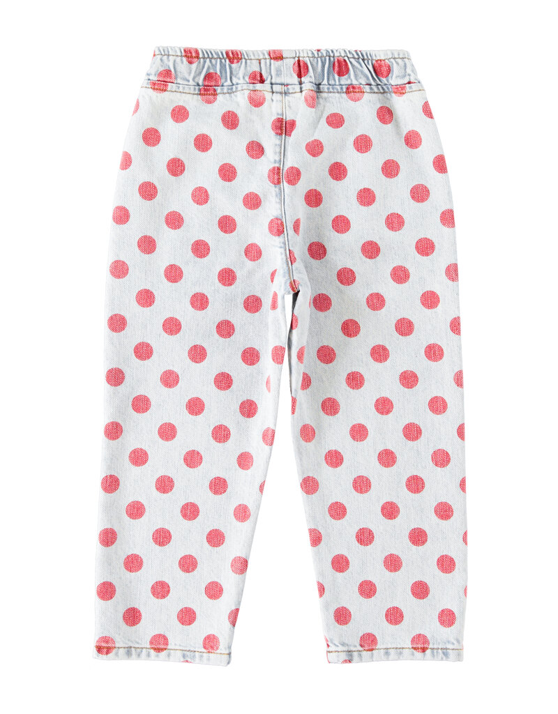 piupiuchick Trousers Light Blue Denim Red Dots