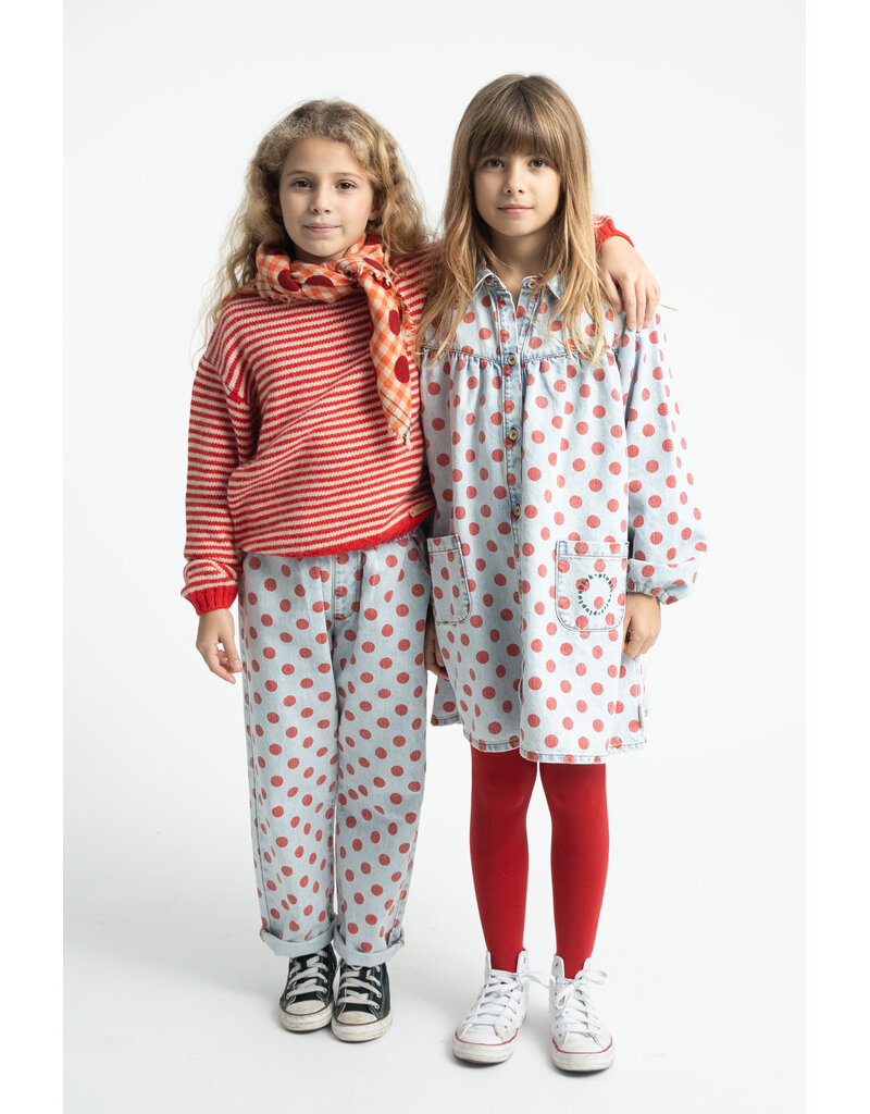 piupiuchick Trousers Light Blue Denim Red Dots