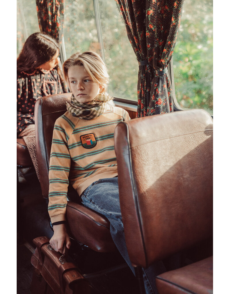 piupiuchick Terry Cotton Sweatshirt Sand Double Stripes