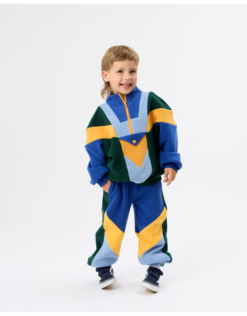 Goldie + Ace Half Zip Blue Colour Block Polar Fleece