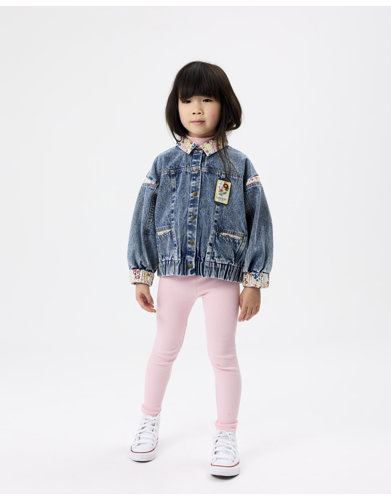 Goldie + Ace Mini Peony Print Batwing Denim Jacket