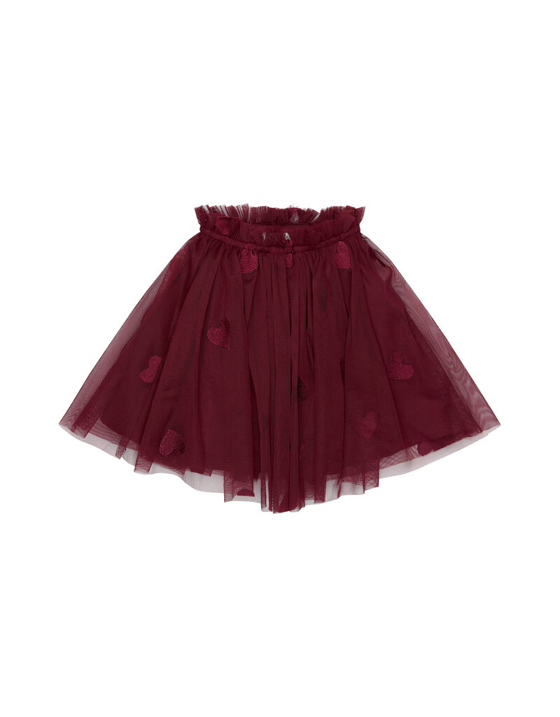 The New Vonda Mesh Skirt Burgundy Emb.