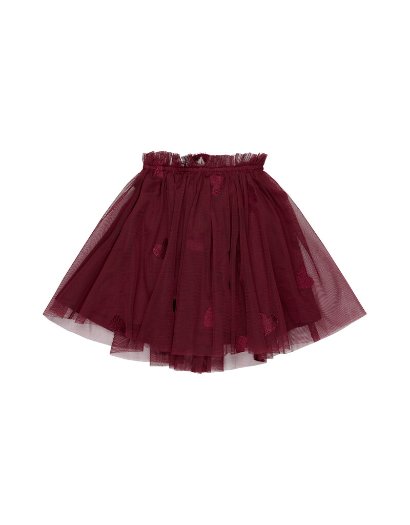 The New Vonda Mesh Skirt Burgundy Emb.