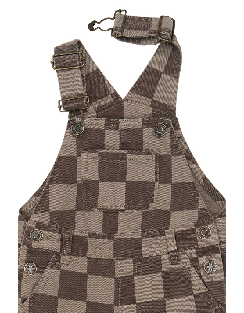 The New Vondell Denim Dungarees Taupe Gray Check