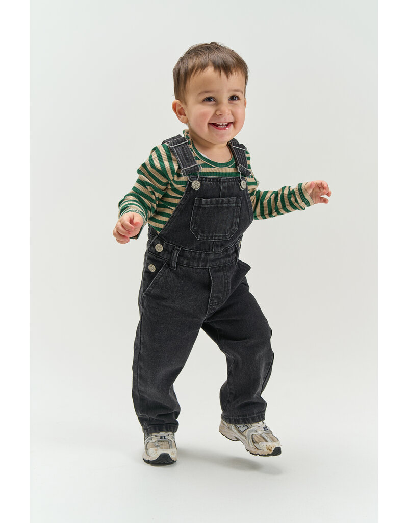 The New Vaul Denim Dungarees Black Denim Wash